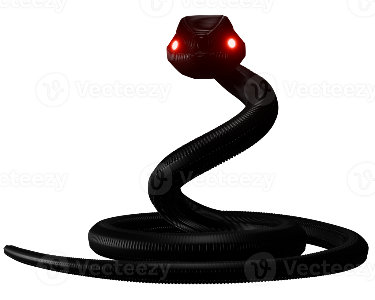 3D snake black with glowing eyes red png