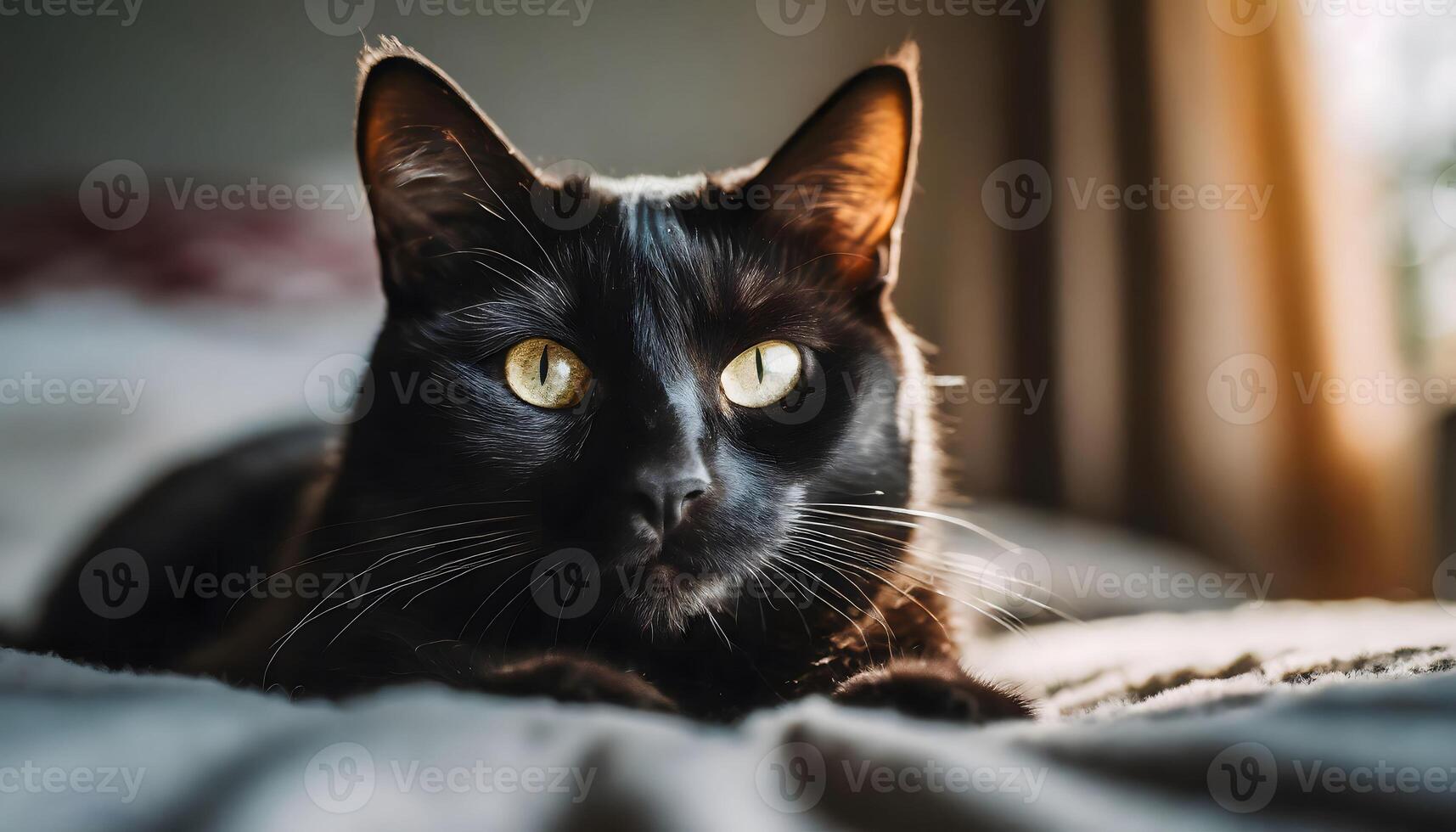 ai generado adorable negro atigrado gato de cerca foto