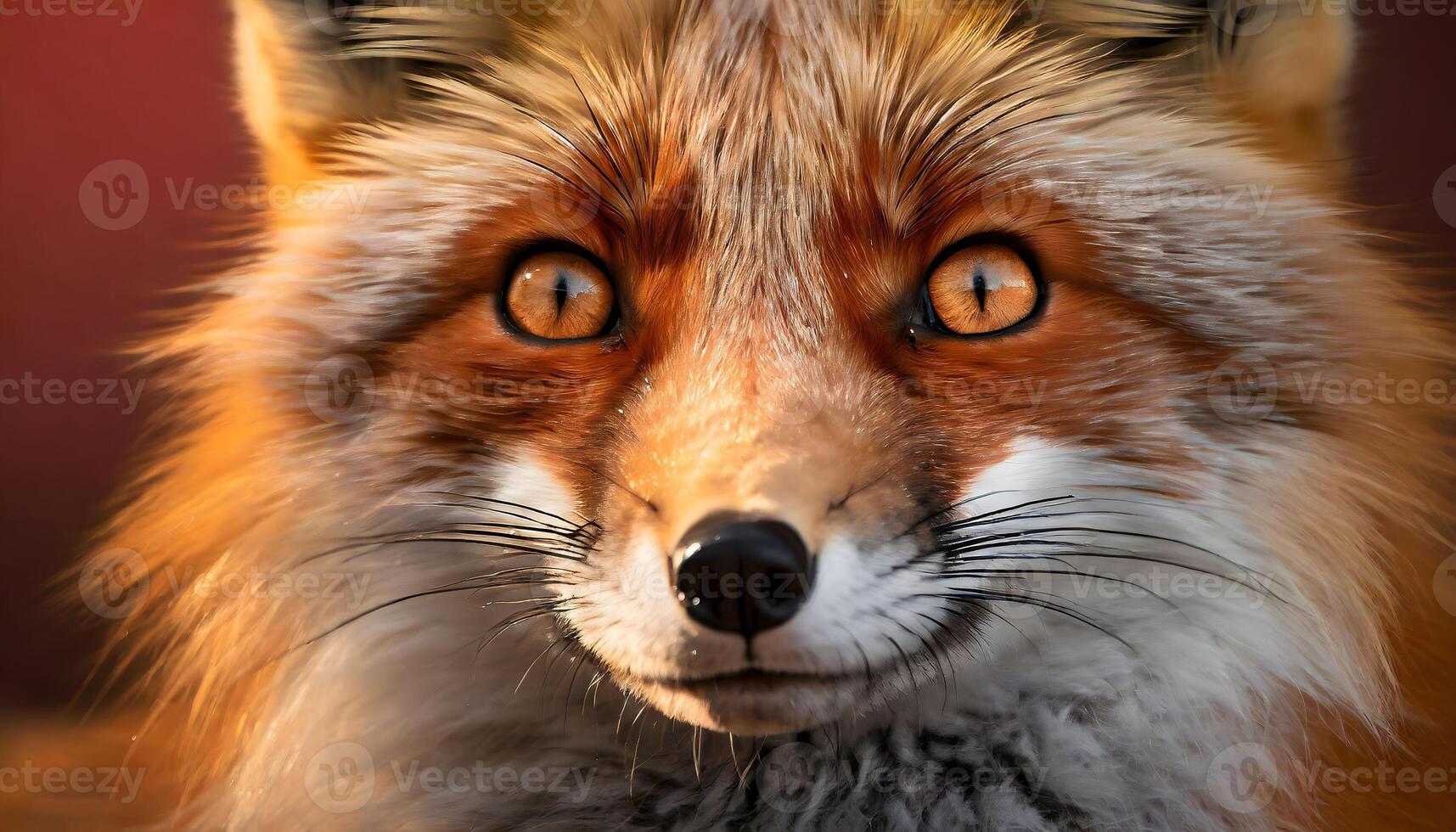 AI generated extreme face closeup of a red fox photo