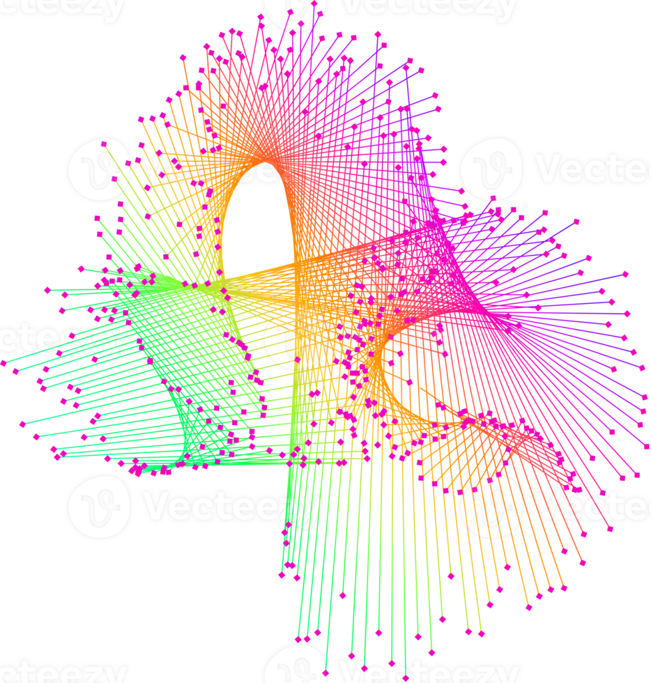 3D lines colorful gradient green pink png