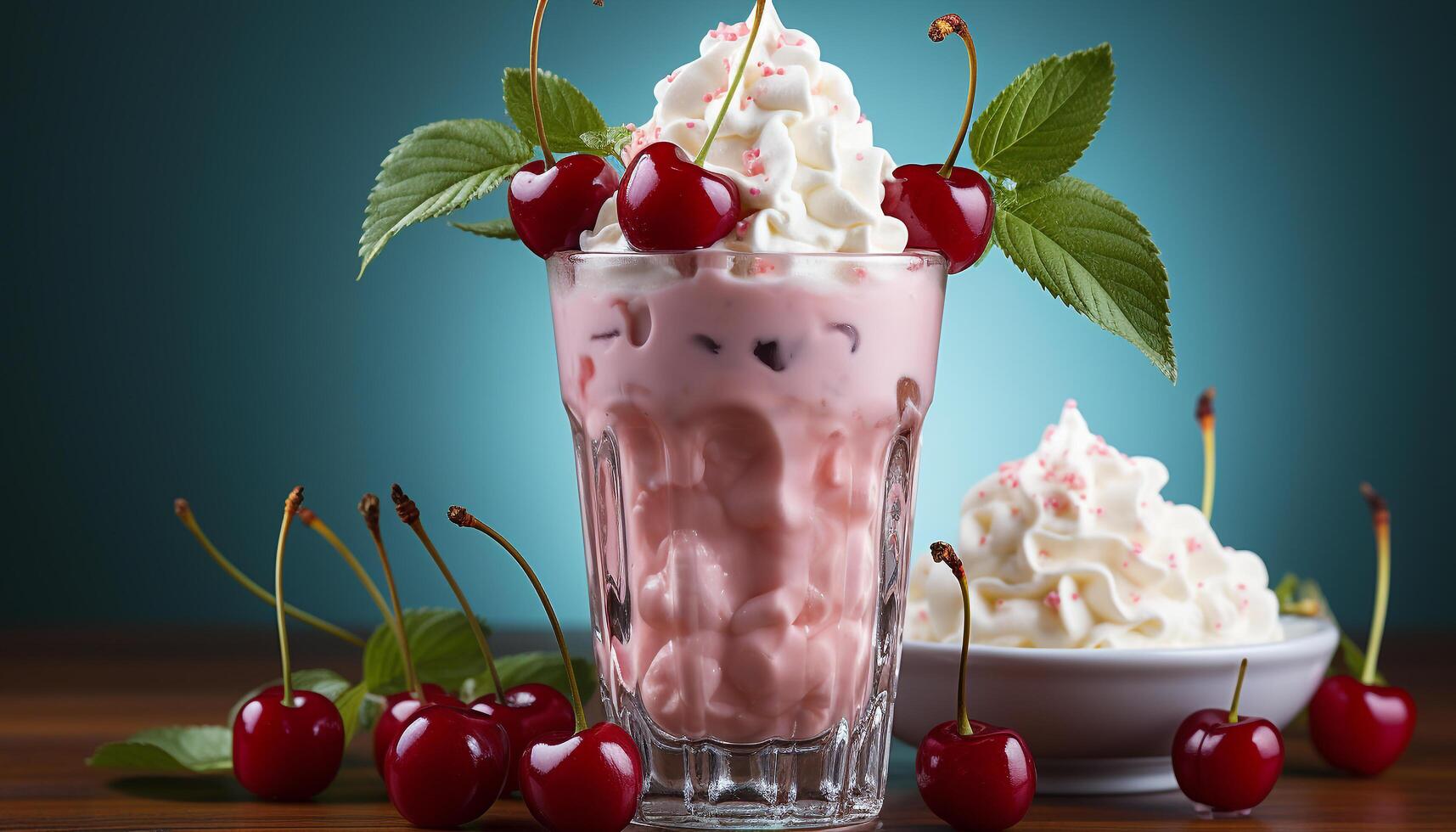 AI generated Freshness of summer berry fruit, yogurt, and ice cream generated by AI photo