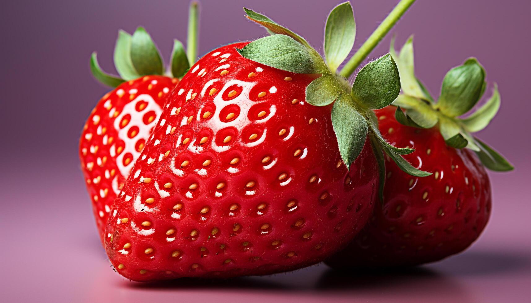 AI generated Freshness and sweetness in a single strawberry, nature heart generated by AI photo