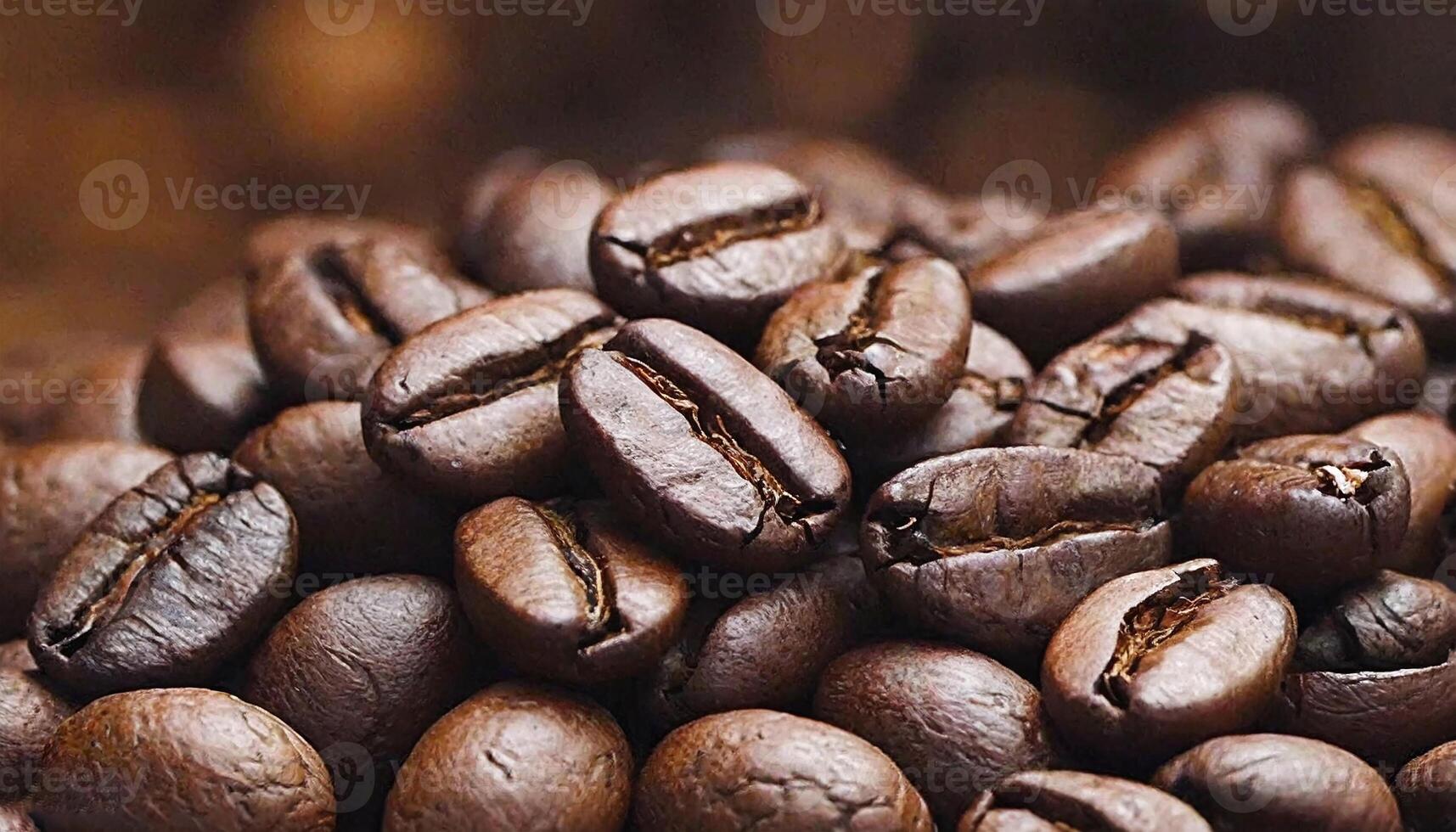 AI generated macro closeup of coffee seeds on dark background photo