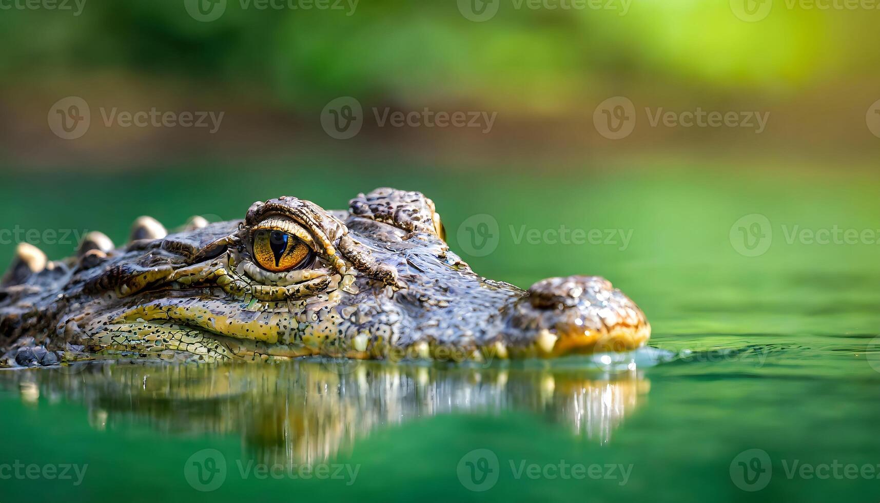 AI generated footage of a dangerous wild crocodile closeup photo