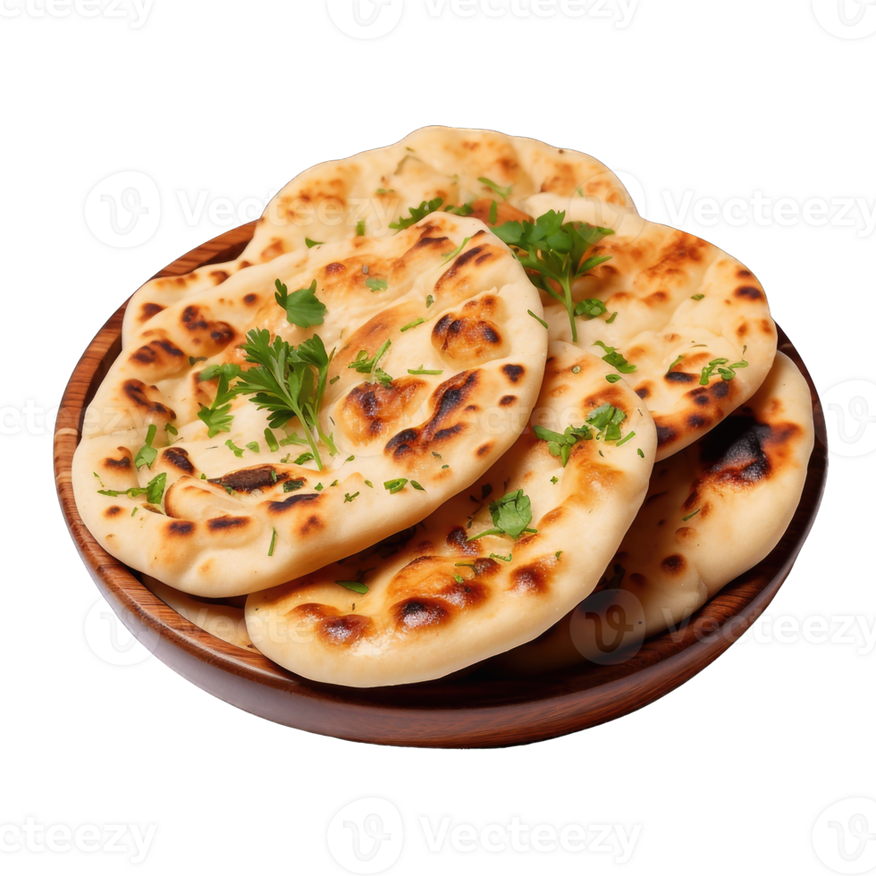 AI generated Isolated bread in wooden plate on transparent background png Generative AI
