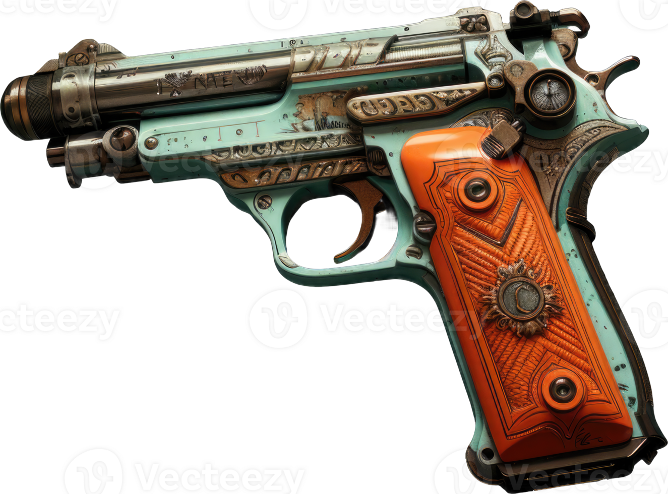 AI generated Isolated old pistol on transparent background png Generative AI