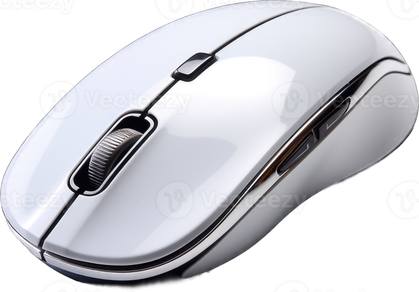 AI generated Isolated white computer mouse on transparent background png Generative AI