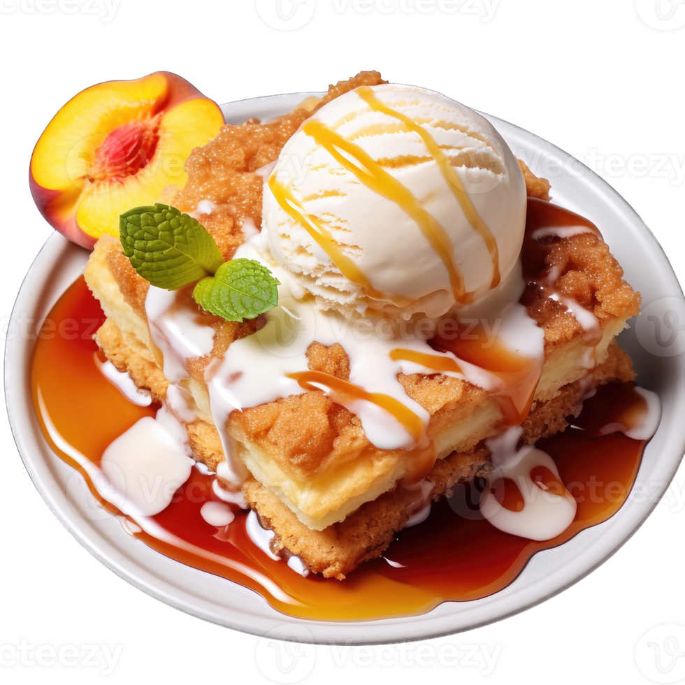 AI generated Isolated apricot with cake slice and ice cream piece on transparent background png Generative AI