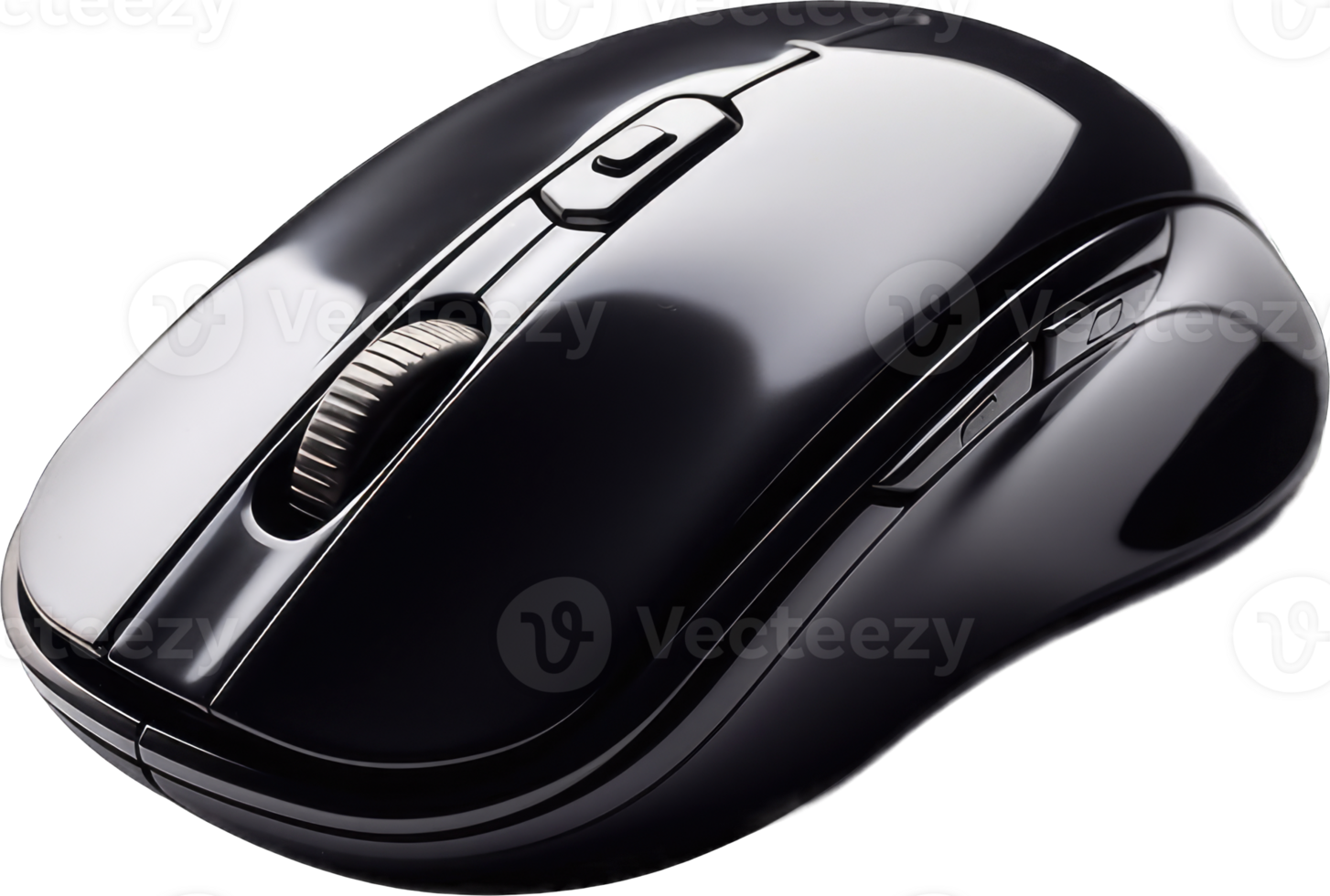 AI generated Isolated black computer mouse on transparent background png Generative AI