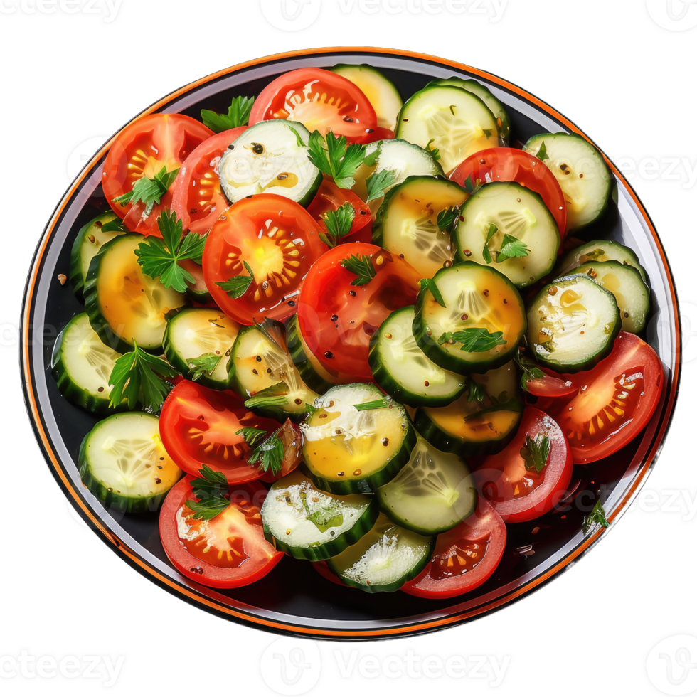 AI generated Isolated salad in plate tasty on transparent background png Generative AI