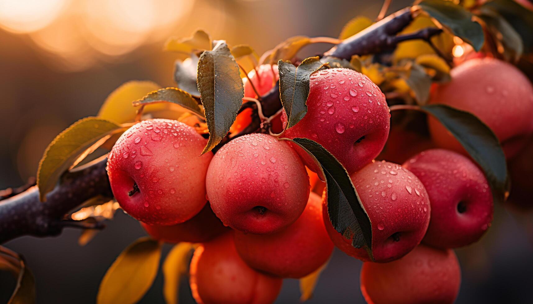 AI generated Freshness of autumn apple, nature healthy gourmet harvest generated by AI photo