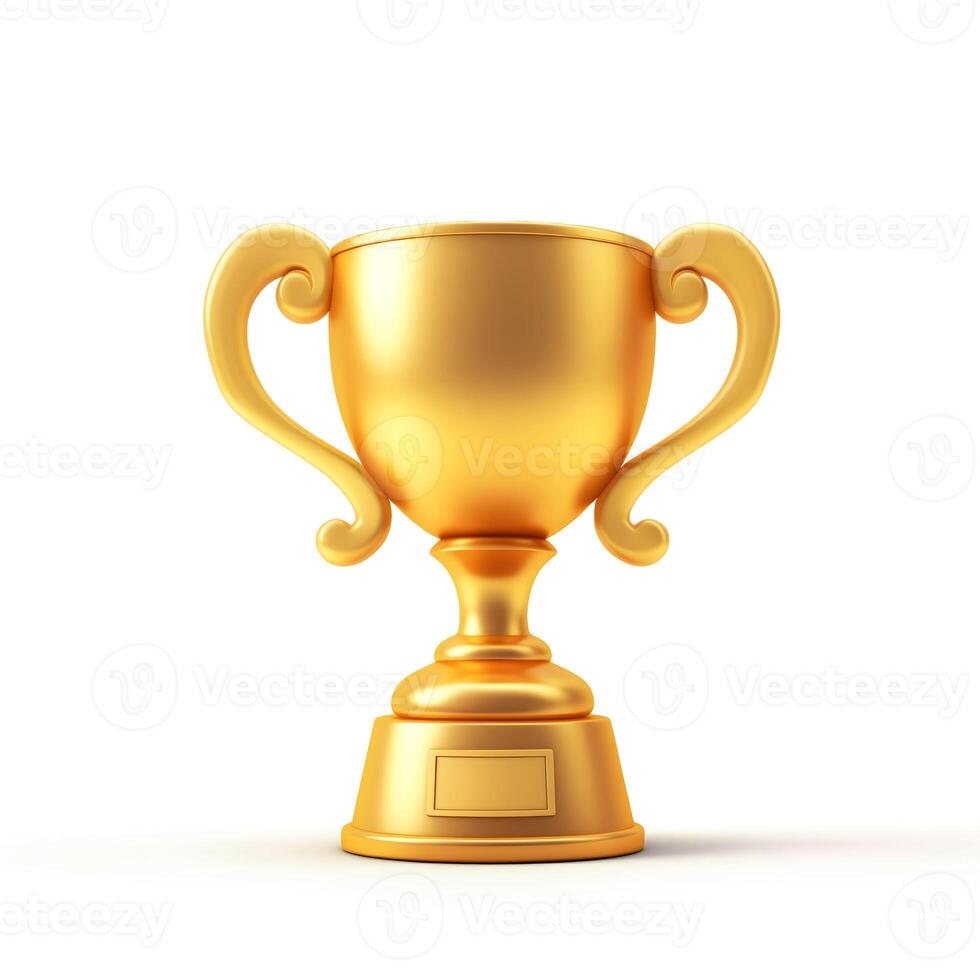 AI generated 3d Gold champions cup trophy isolated on white background, With clipping path photo