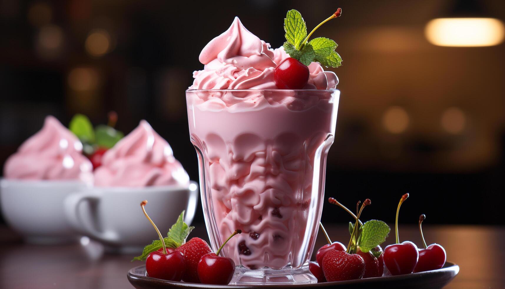 AI generated Freshness and sweetness in a gourmet summer dessert generated by AI photo