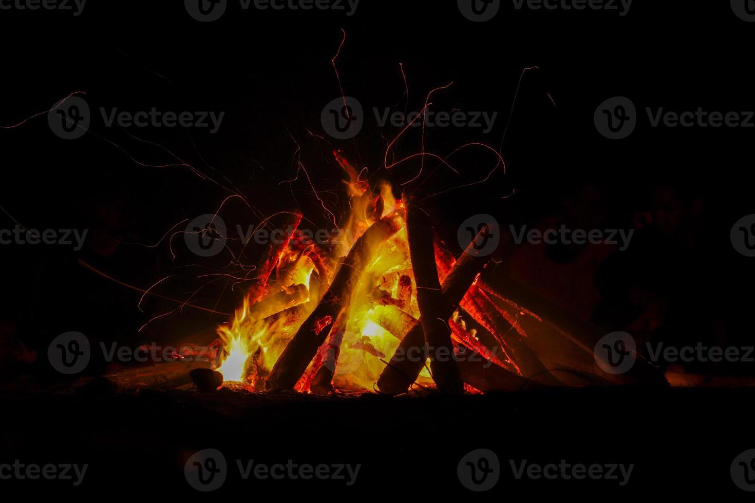 photo of campfire at night