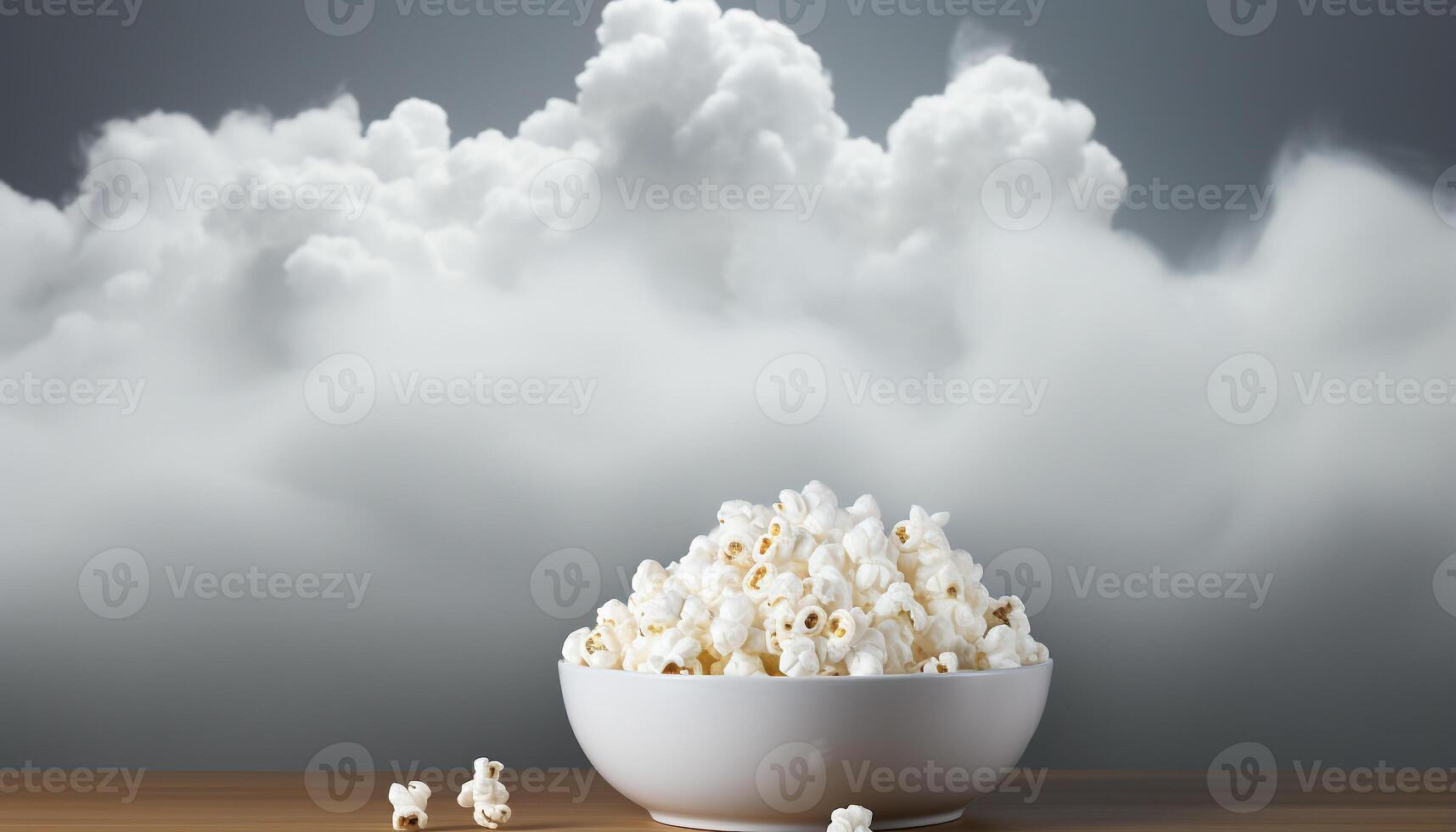 AI generated Movie theater chairs, snacks on table, nature background generated by AI photo