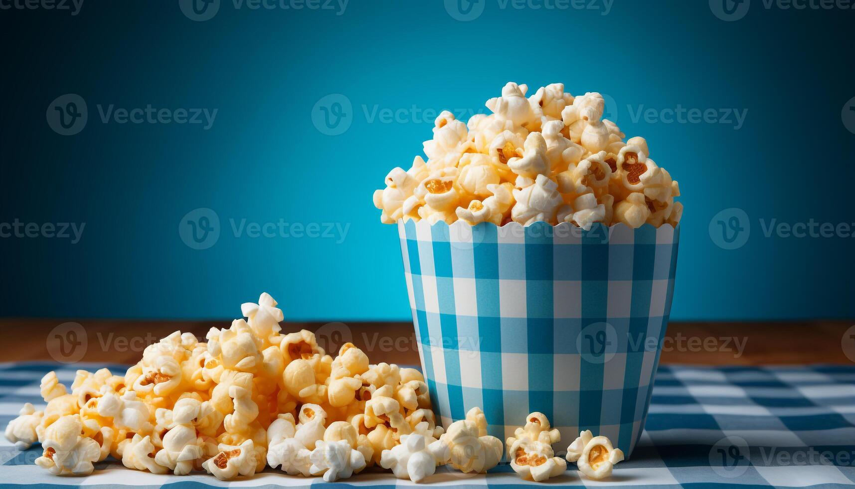 AI generated Watching a movie, eating popcorn, in a movie theater generated by AI photo
