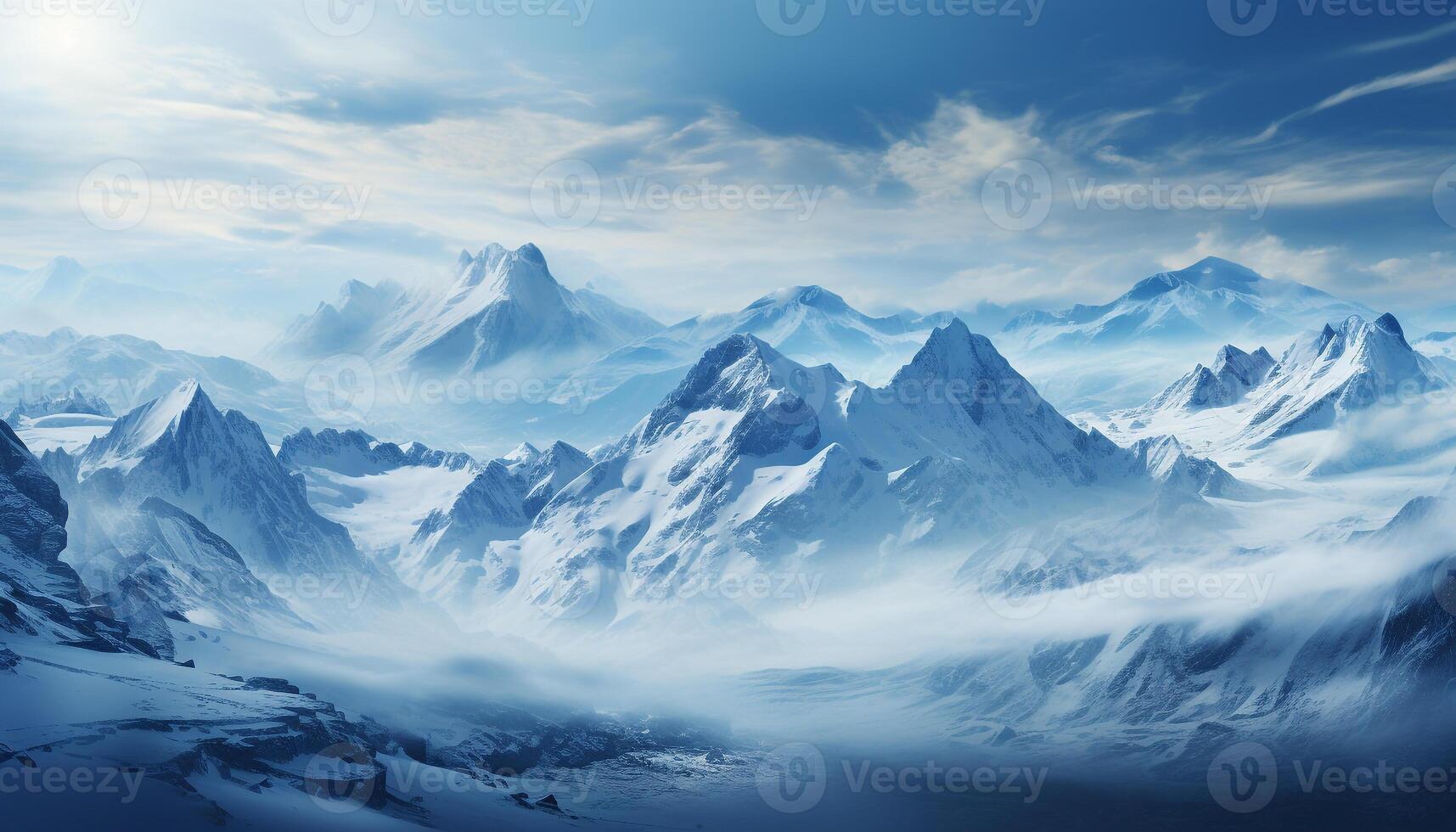 AI generated Majestic mountain peak, blue sky, tranquil scene, nature beauty generated by AI photo