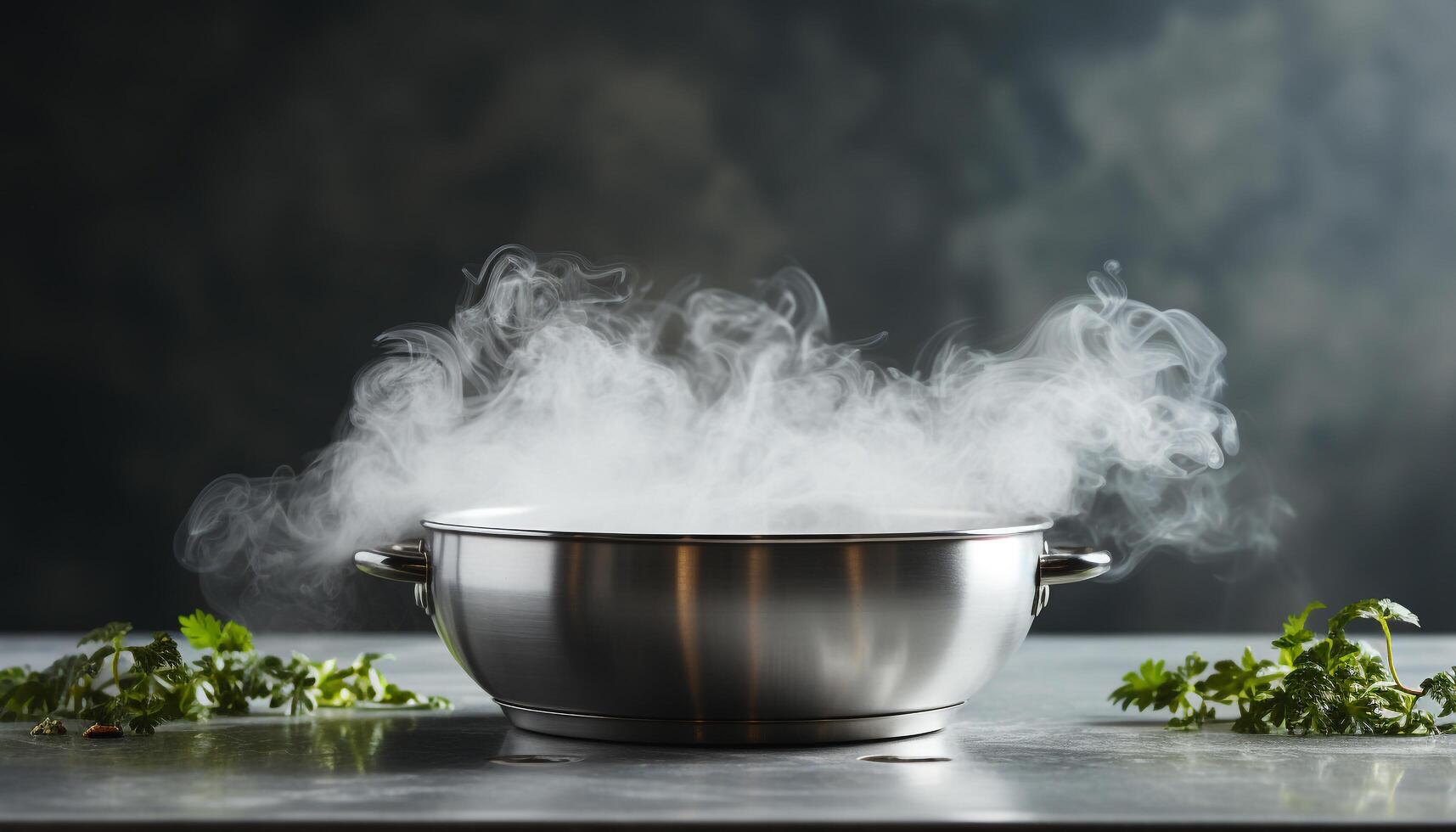 AI generated Fresh vegetable soup steaming on wood stove, healthy gourmet meal generated by AI photo