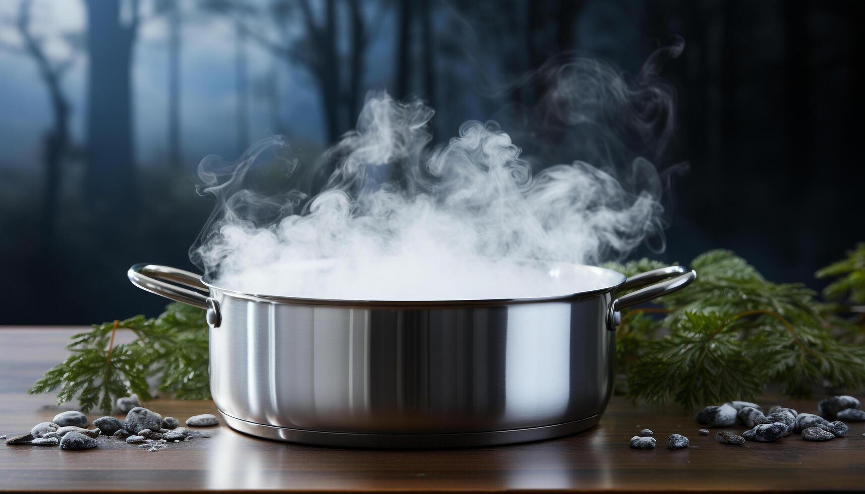 ai generado Fresco vegetal sopa Cocinando en un madera cocina, sano comida generado por ai foto