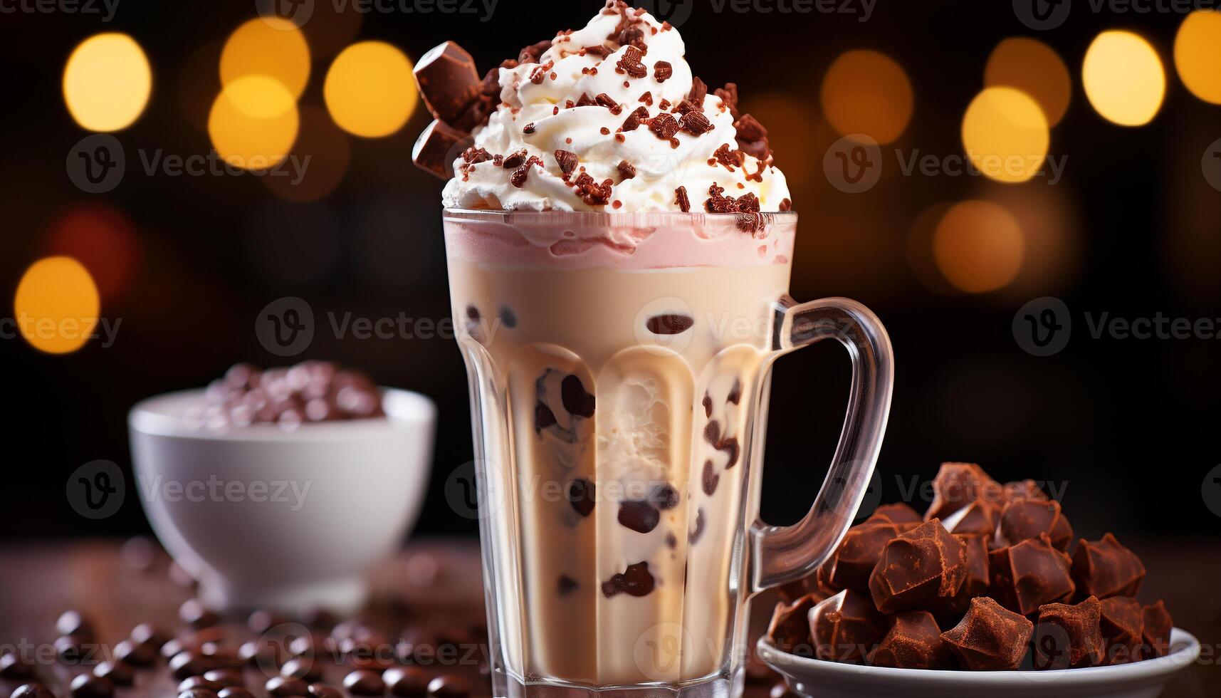 AI generated Indulgent gourmet dessert hot chocolate, whipped cream, and cacao generated by AI photo