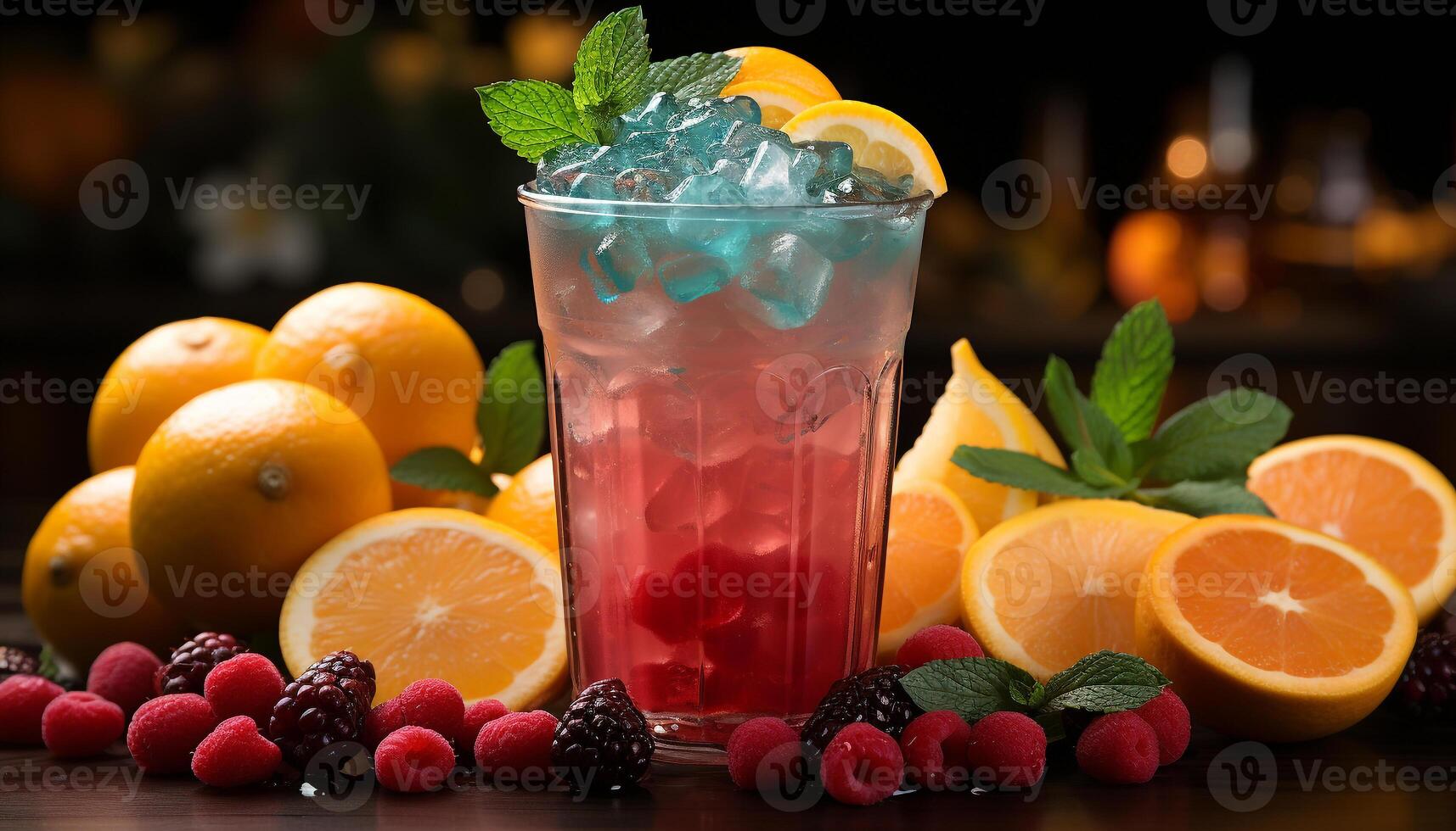 AI generated Freshness in a glass summer cocktail with citrus and mint generated by AI photo