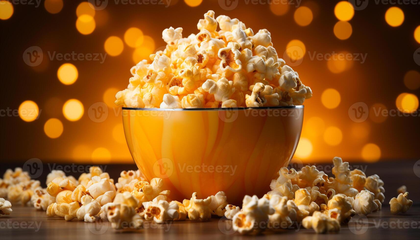 AI generated Watching a movie, snacking on fresh popcorn, pure enjoyment generated by AI photo