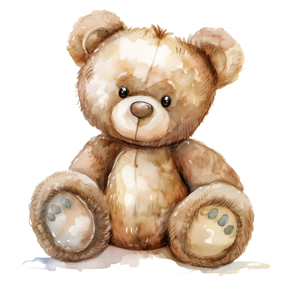 ai generado acuarela osito de peluche oso pegatina estilo en transparente antecedentes - ai generado png