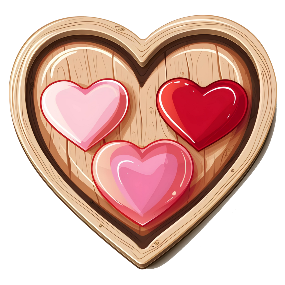AI generated Love heart wooden sign boards mockup sticker style transparent background - Ai Generated png