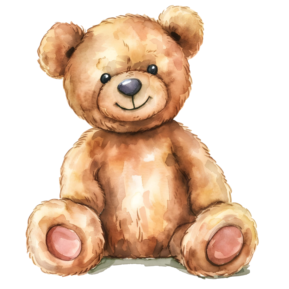 ai gerado aguarela Urso de pelúcia Urso adesivo estilo em transparente fundo - ai gerado png