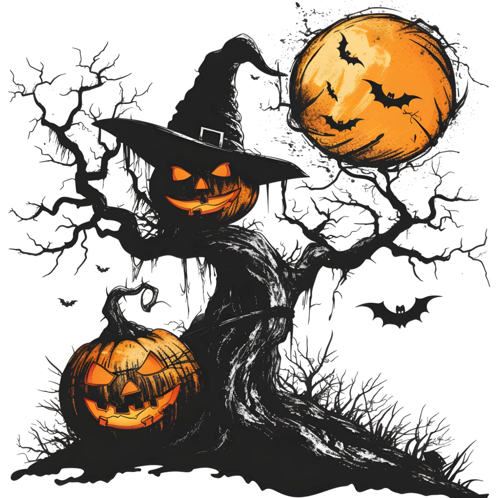 AI generated Creepy Halloween sticker style on transparent background - Ai Generated png