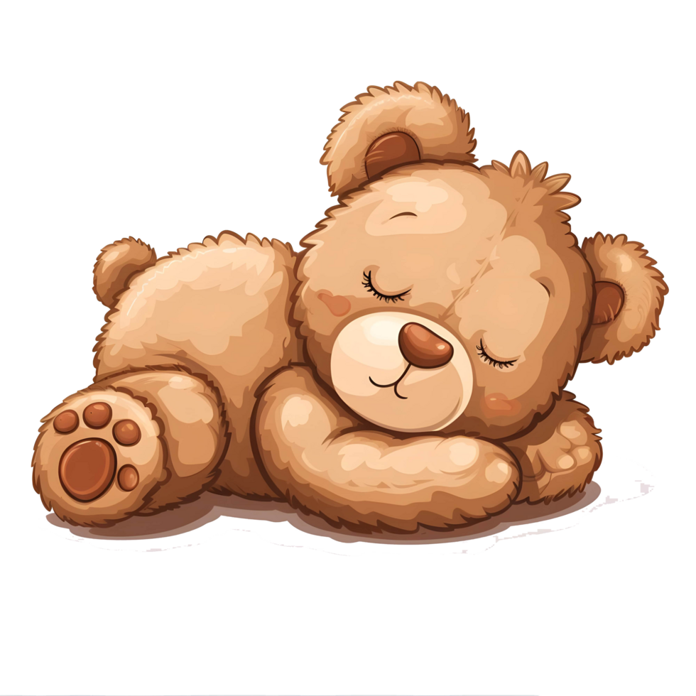 AI generated Sleeping teddy bear sticker style transparent background - Ai Generated png