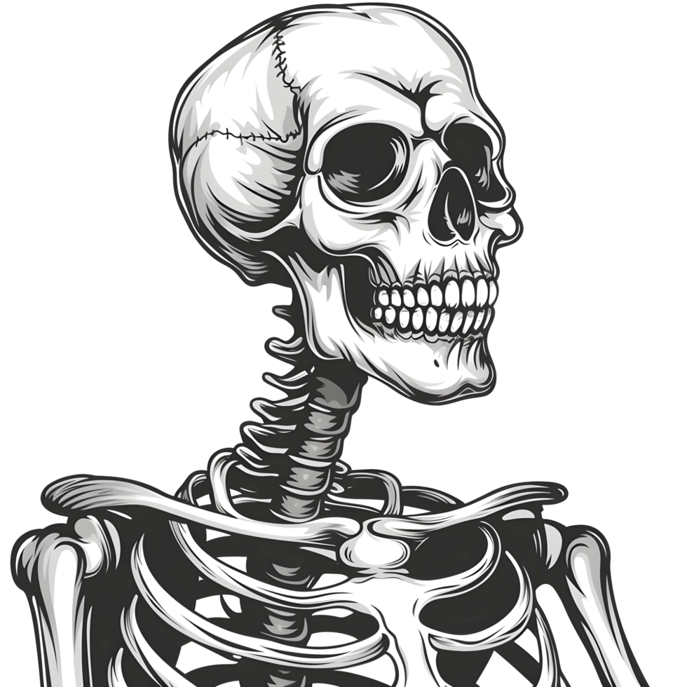 AI generated Human skeleton sticker style transparent background - Ai Generated png