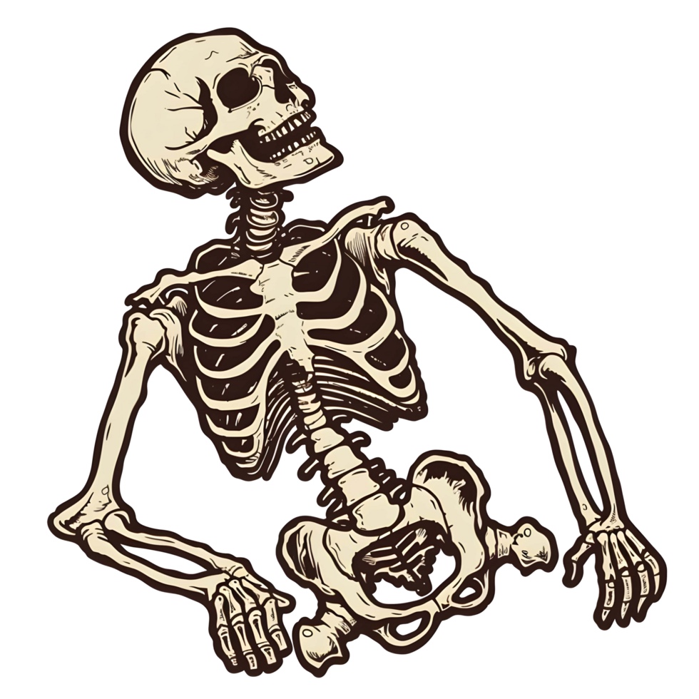 AI generated Human skeleton sticker style transparent background - Ai Generated png