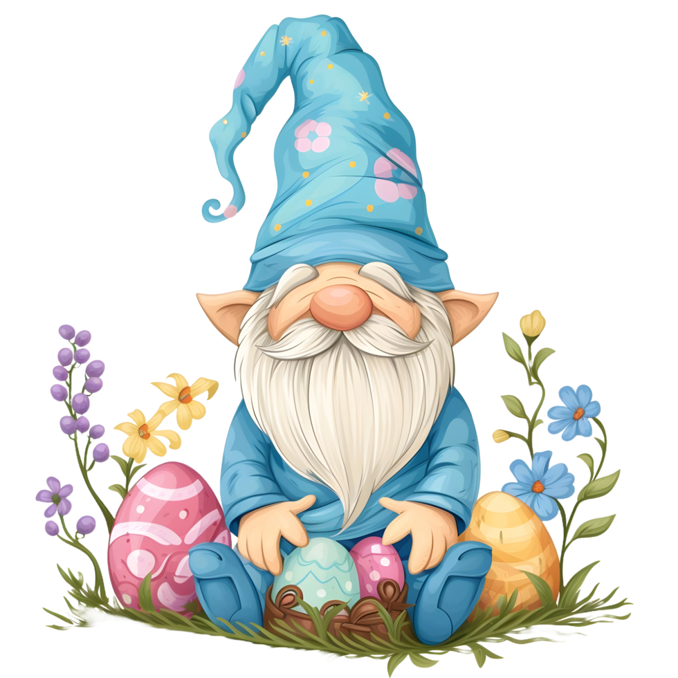 AI generated Easter Gnome sticker style on transparent background - Ai generated png