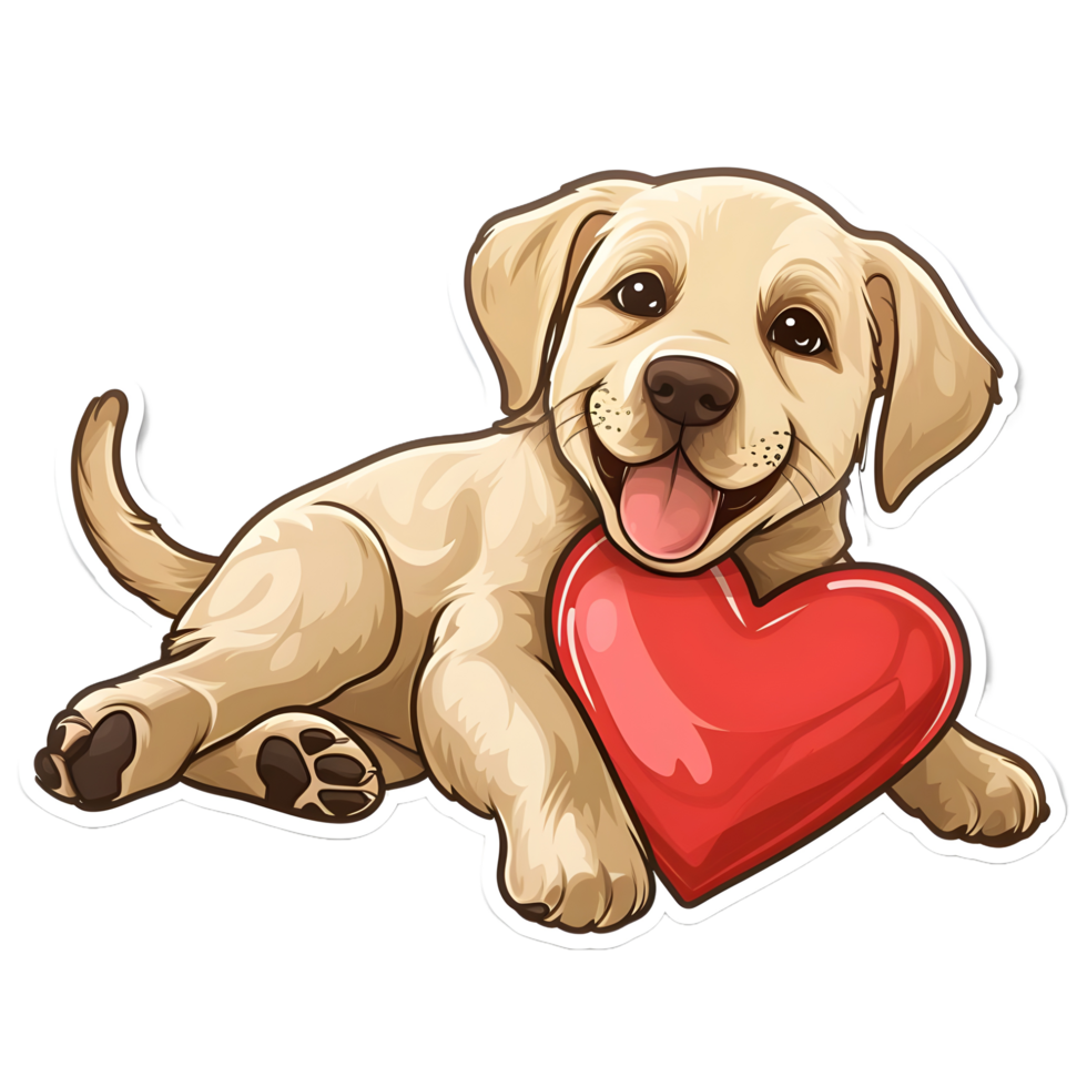 ai generado enamorado perro con corazón forma almohada pegatina estilo en transparente antecedentes - ai generado png