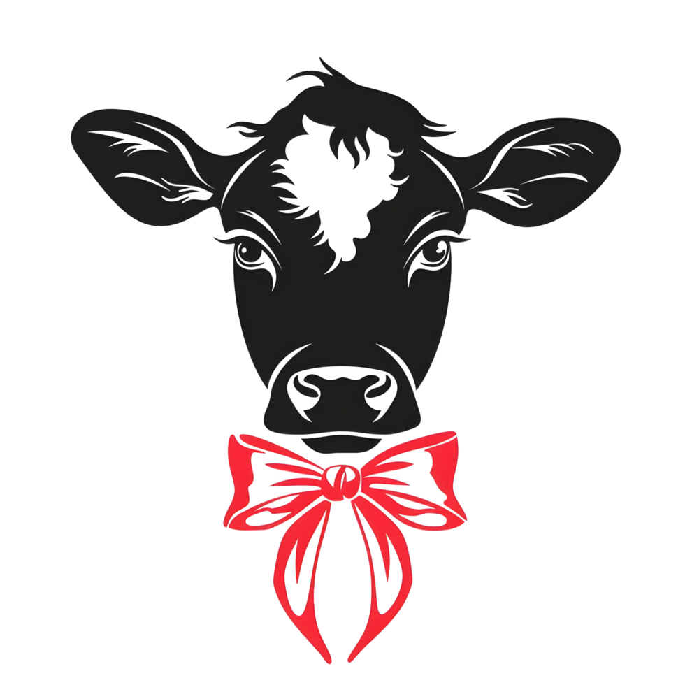AI generated Cow bow Buffalo sticker style on transparent background - Ai generated png