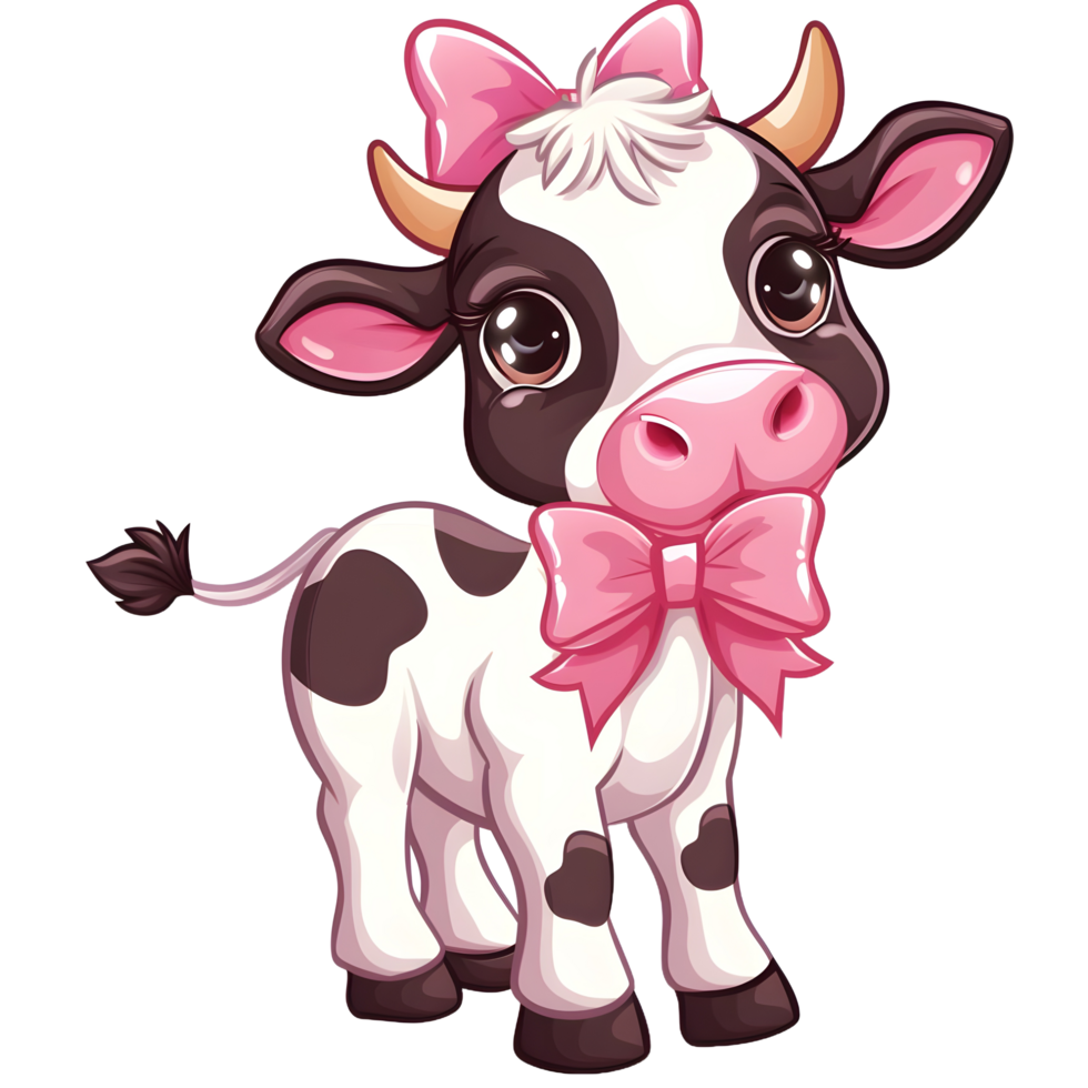AI generated Cow bow Buffalo sticker style on transparent background - Ai generated png