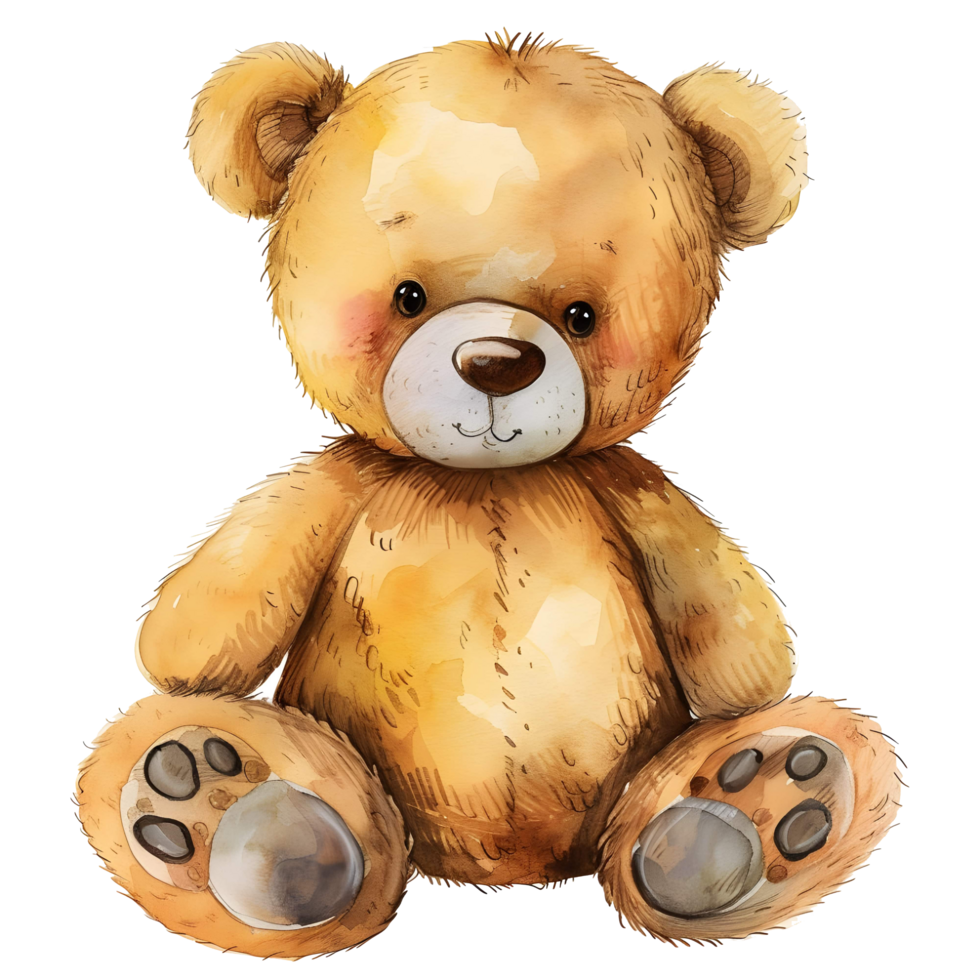 AI generated Watercolor teddy Bear sticker style on transparent background - Ai Generated png