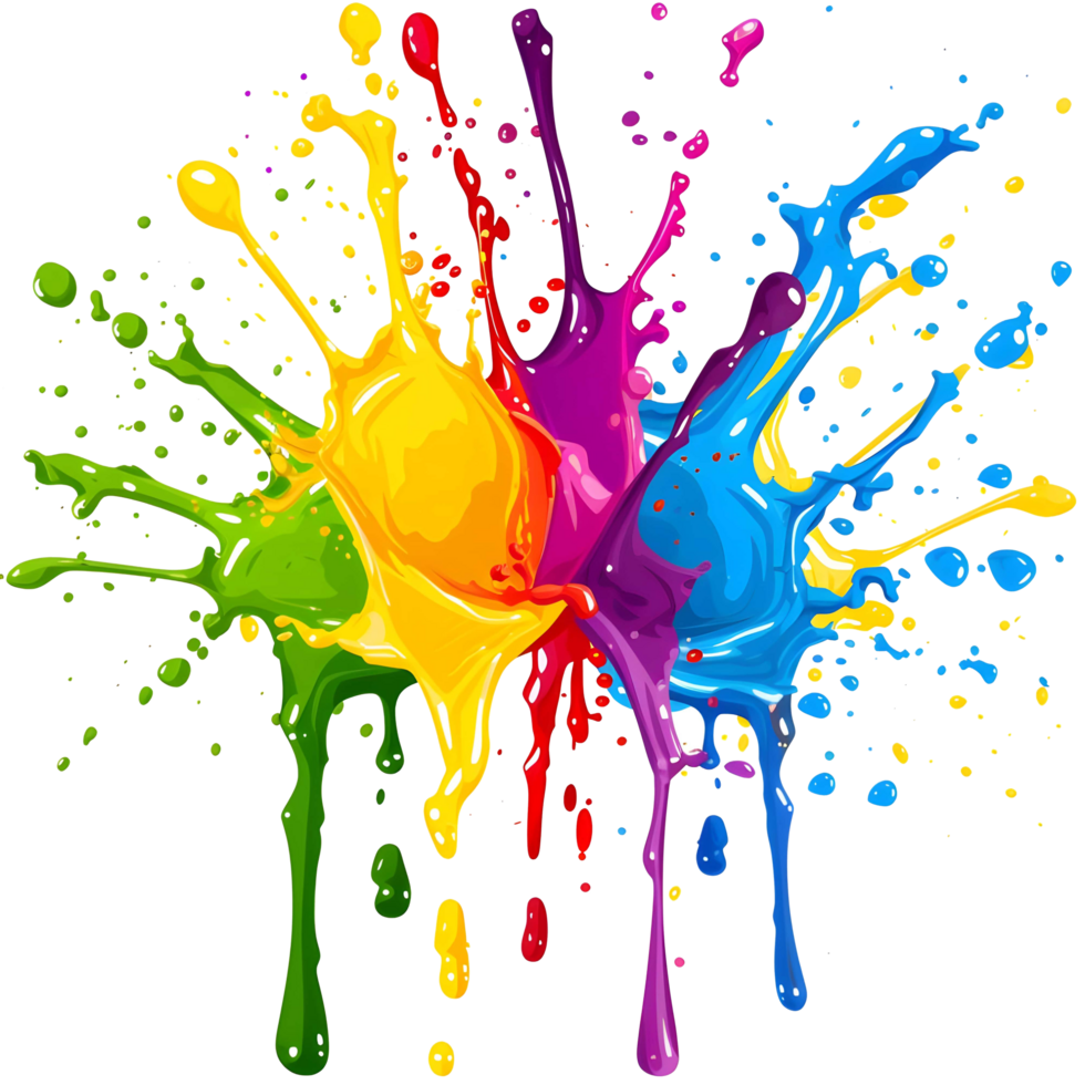 AI generated Colorful paint splashes on transparent background - Ai generated png