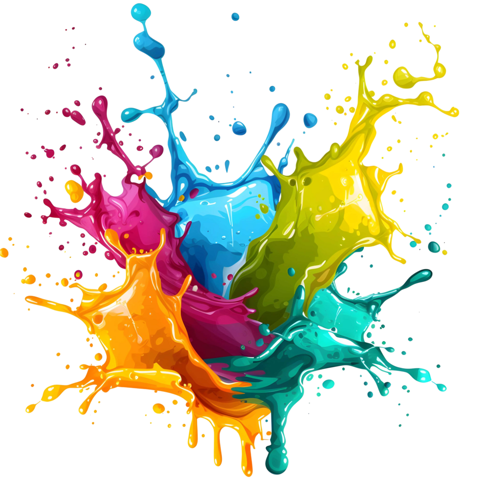 AI generated Colorful paint splashes on transparent background - Ai generated png