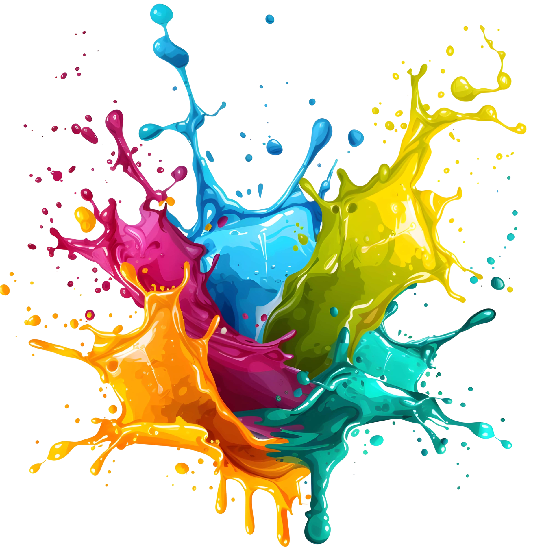 Ai Generated Colorful Paint Splashes On Transparent Background Ai Ai Generated Colorful Paint Splashes On Transparent Background Ai