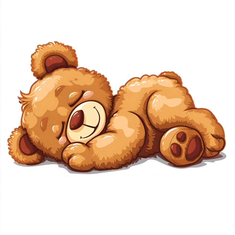 AI generated Sleeping teddy bear sticker style transparent background - Ai Generated png