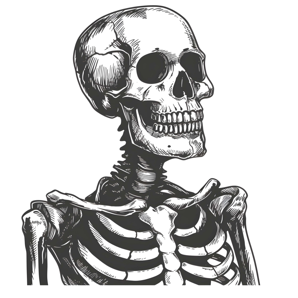 AI generated Human skeleton sticker style transparent background - Ai Generated png