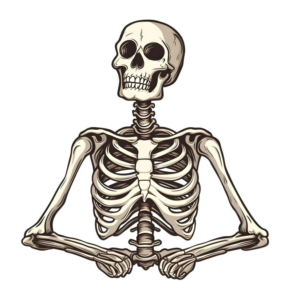 AI generated Human skeleton sticker style transparent background - Ai Generated png