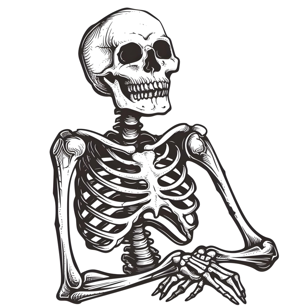 AI generated Human skeleton sticker style transparent background - Ai Generated png