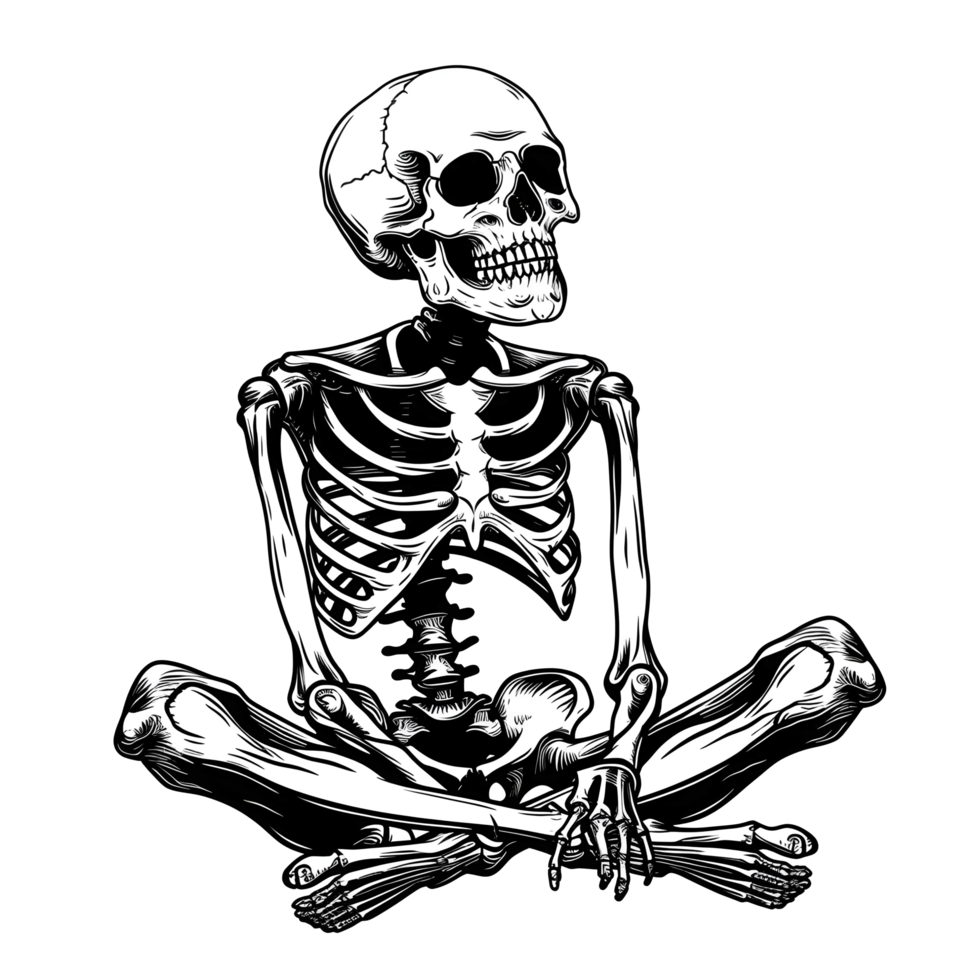 AI generated Human skeleton sticker style transparent background - Ai Generated png
