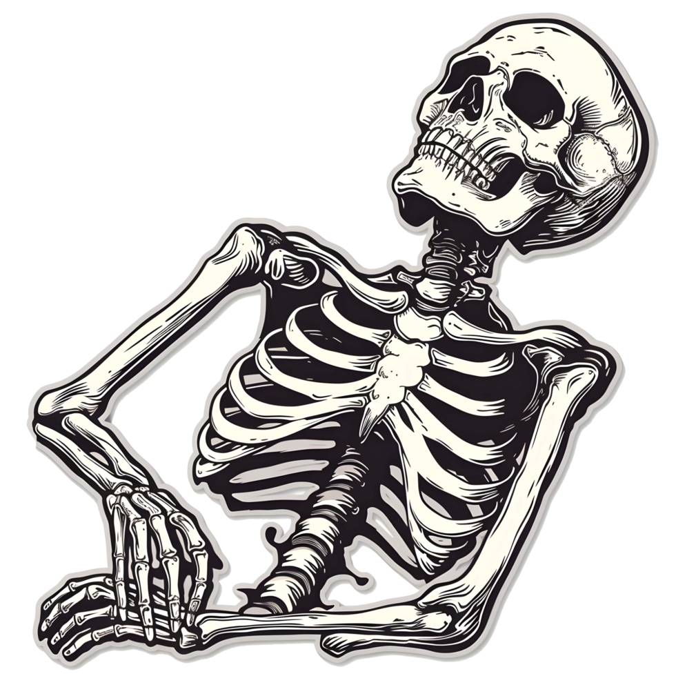 AI generated Human skeleton sticker style transparent background - Ai Generated png