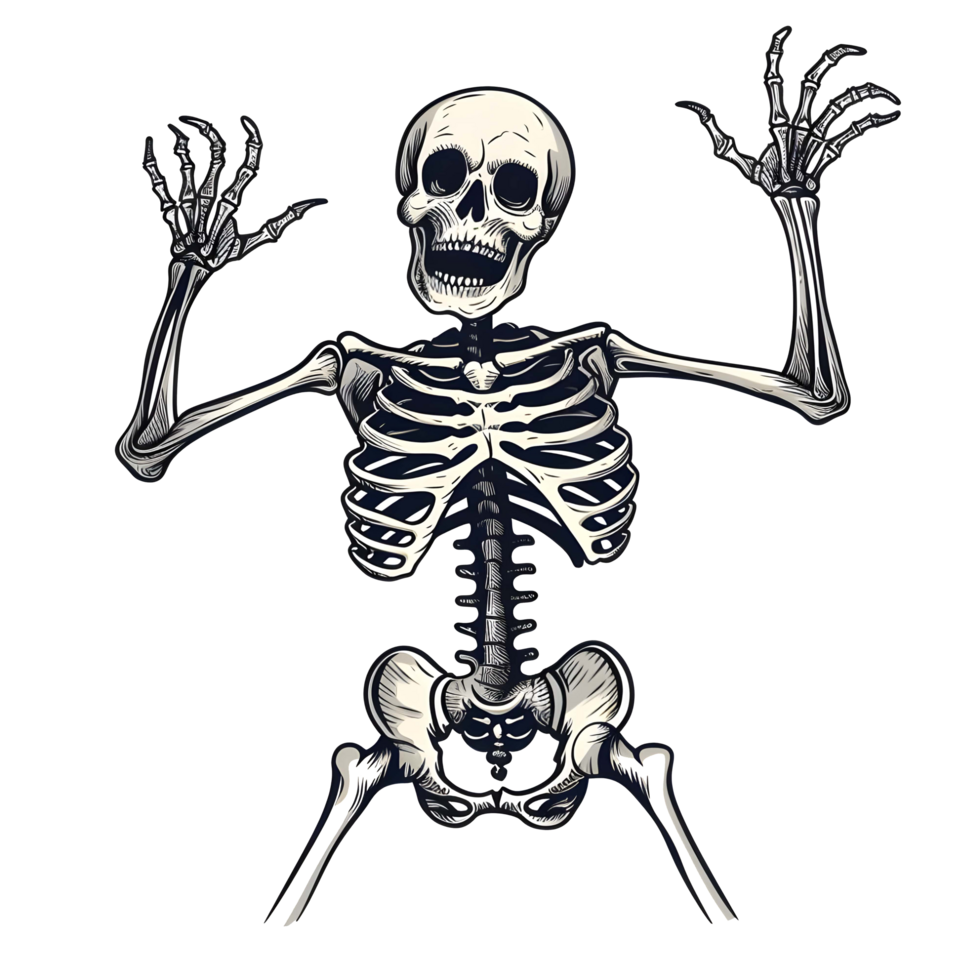 AI generated Human skeleton sticker style transparent background - Ai Generated png