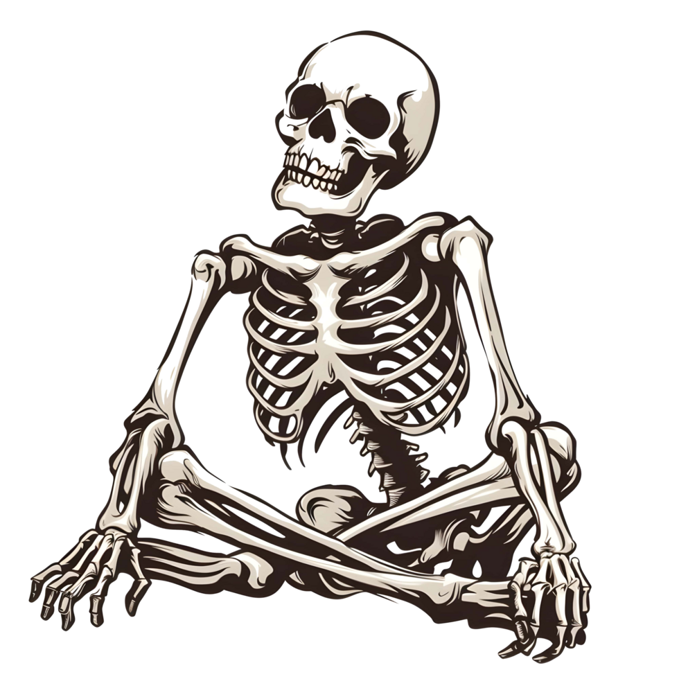 AI generated Human skeleton sticker style transparent background - Ai Generated png