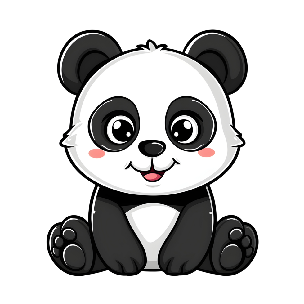 AI generated Cute panda with hearts sticker style on transparent background - Ai generated png